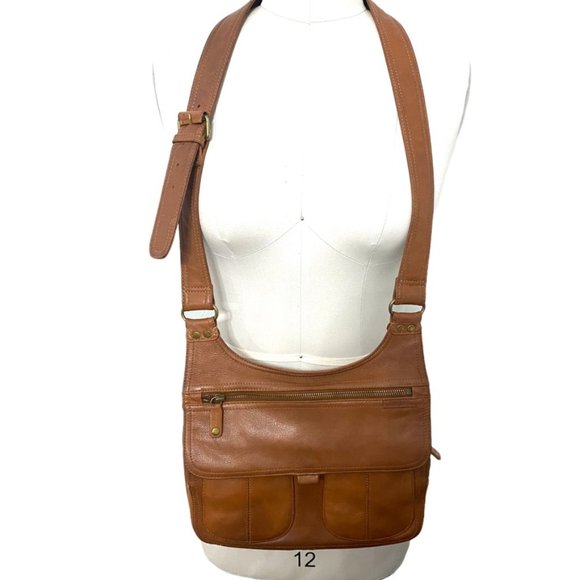 Fossil Handbags - Fossil Vintage Cognac Leather Crossbody Bag